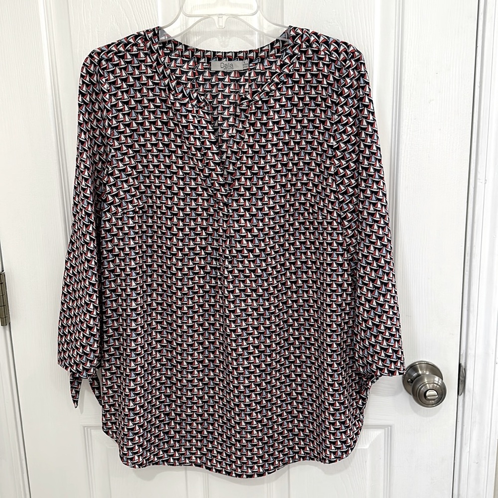 Dalia Sailboat nautical tunic blouse M